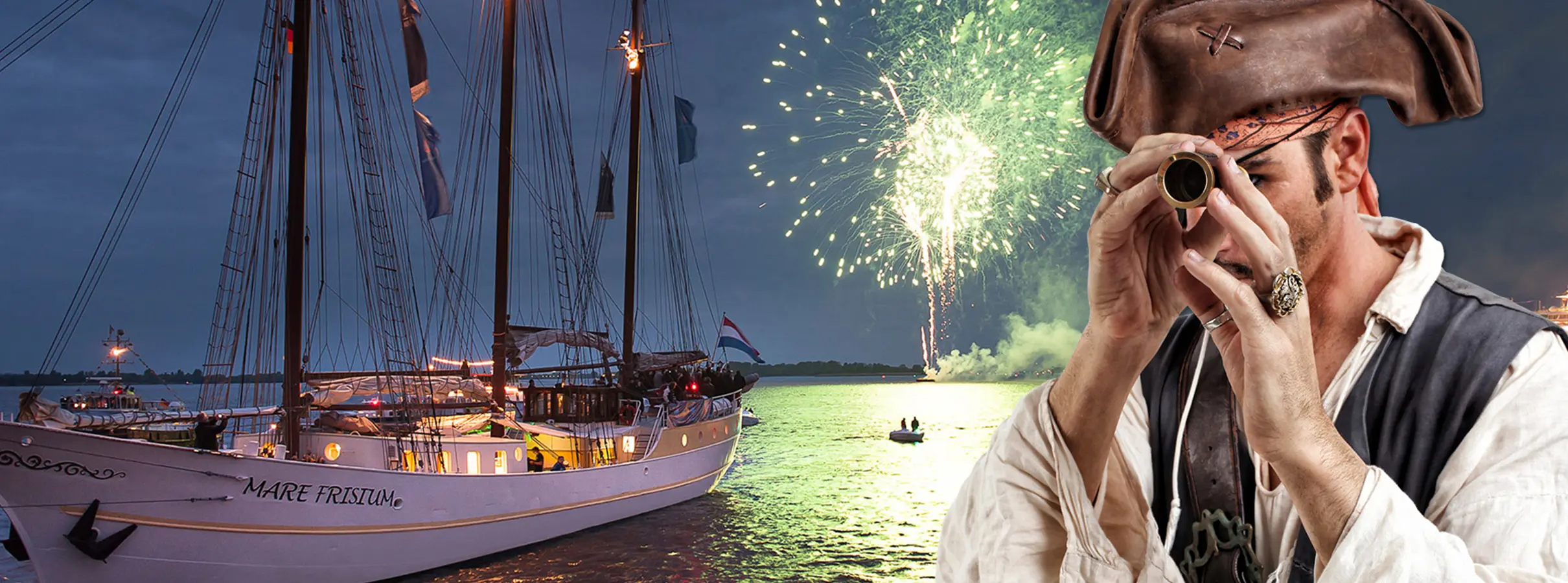 Silvester-Piratenparty auf der Elbe an Bord der Mare Frisium