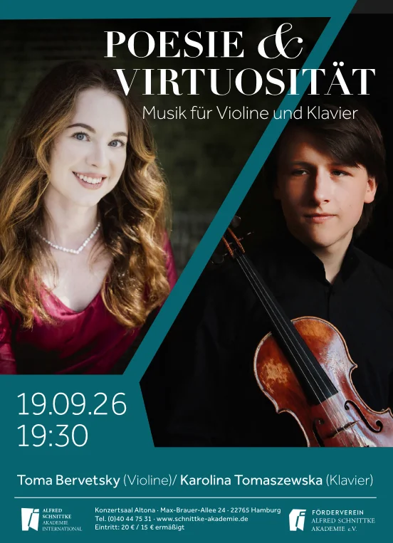 Poesie und Virtuosität - Toma Bervetsky (Violine) und Karolina Tomaszewska (Flügel) spielen