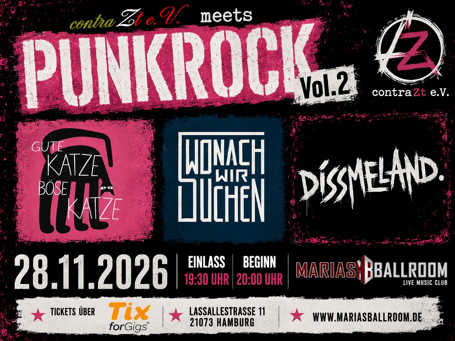 contraZt e.V. meets Punkrock Vol.2 // Gute Katze Böse Katze // Wonach wir suchen // Dissmeland